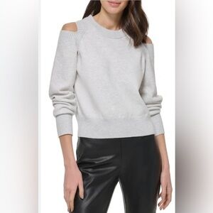 🩶🖤 DKNY Cutout Shoulder Sweater-SZ L🖤🩶NWT